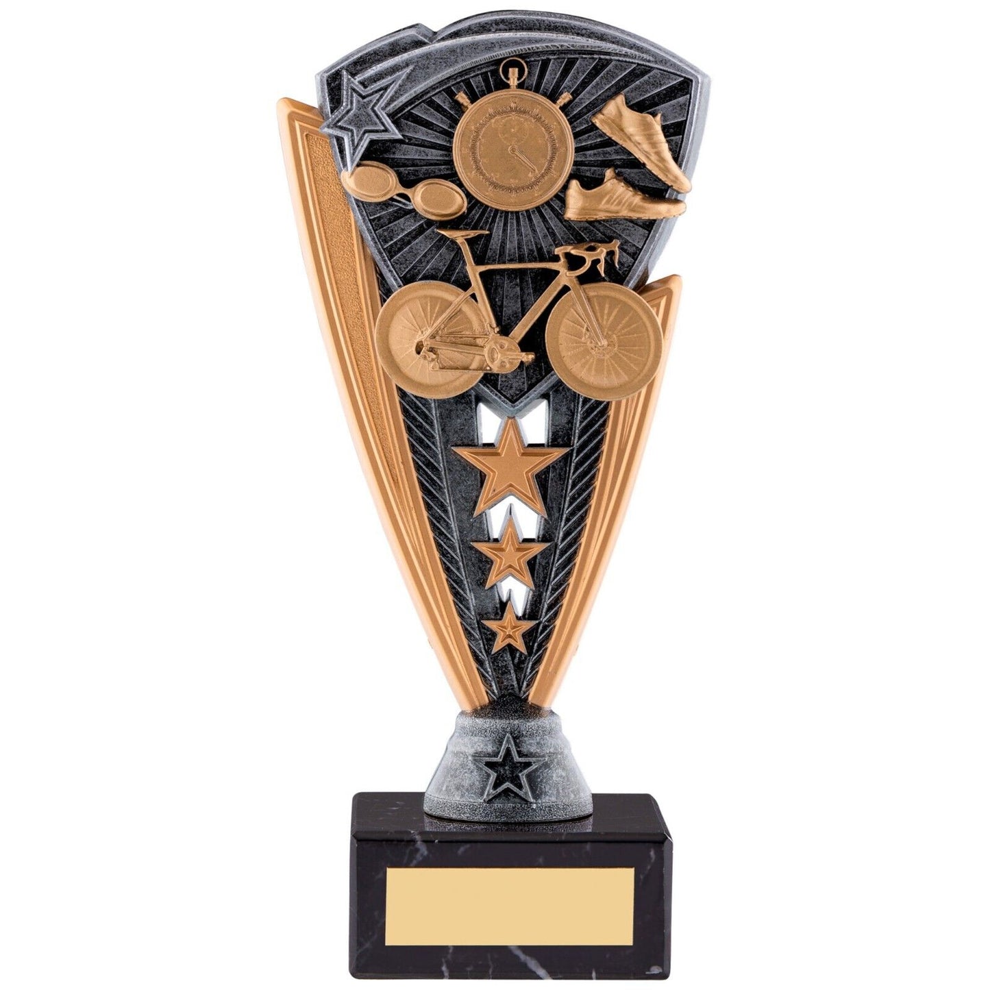 Utopia Triathlon Series Award trophy Silver&Gold Marble Base Free Engraving