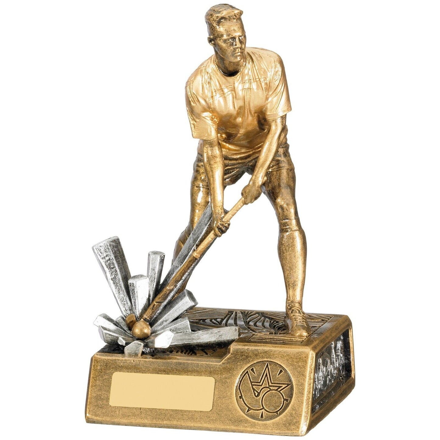 Hockey Club Trophy Male Figure Gold Stick & Ball Award - FREE Engraving