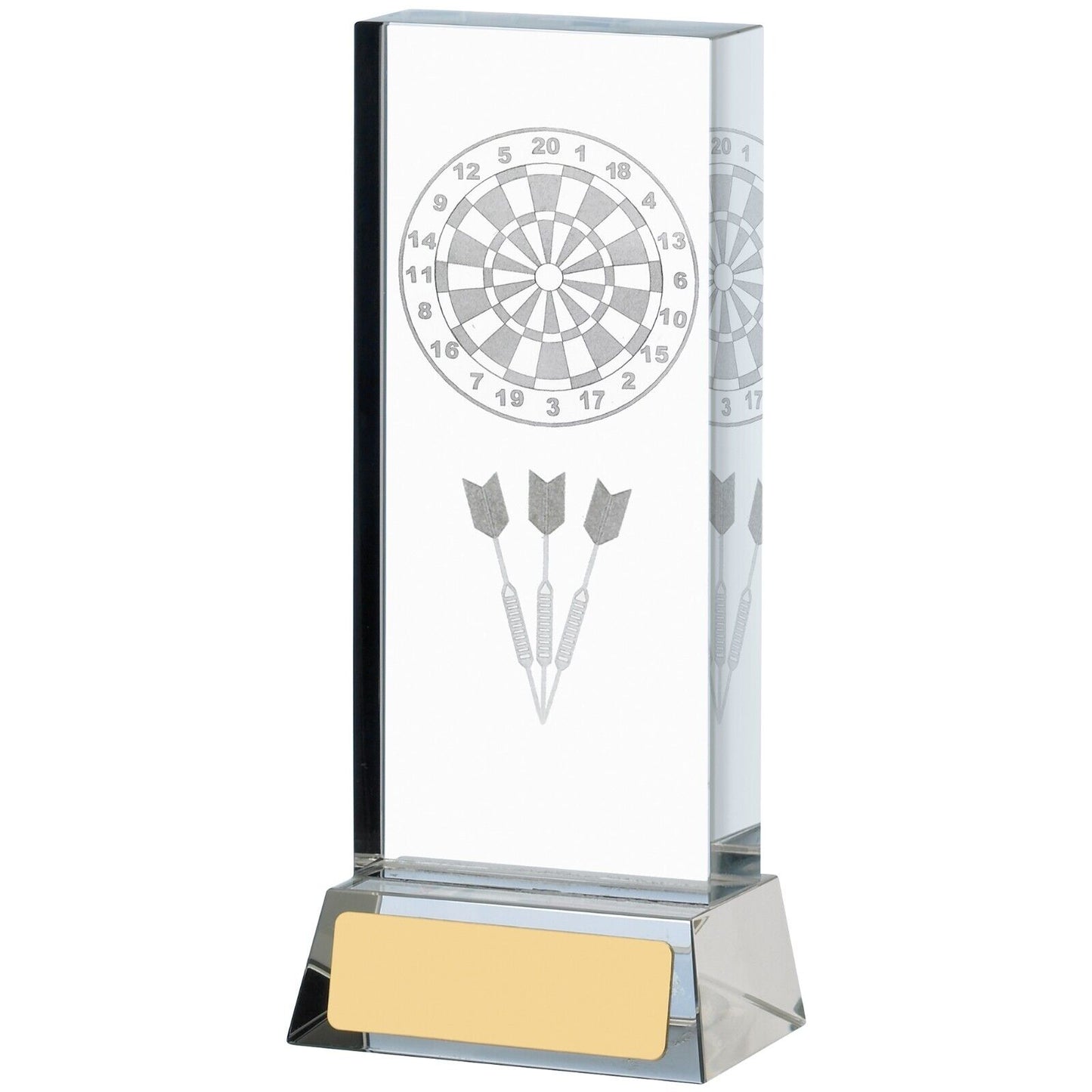 Darts Clear Glass Award Trophy Free Engraving