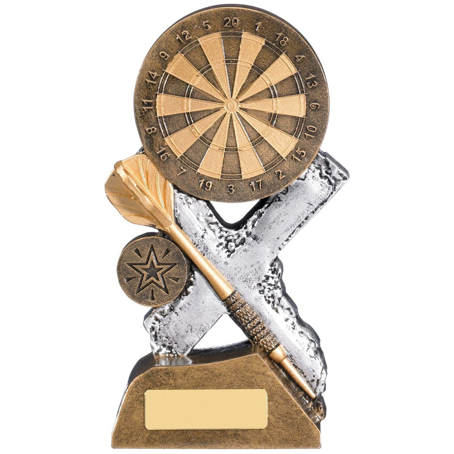 Extreme Darts Trophy Award Antique Gold and Silver Free Engraving and Club Logo