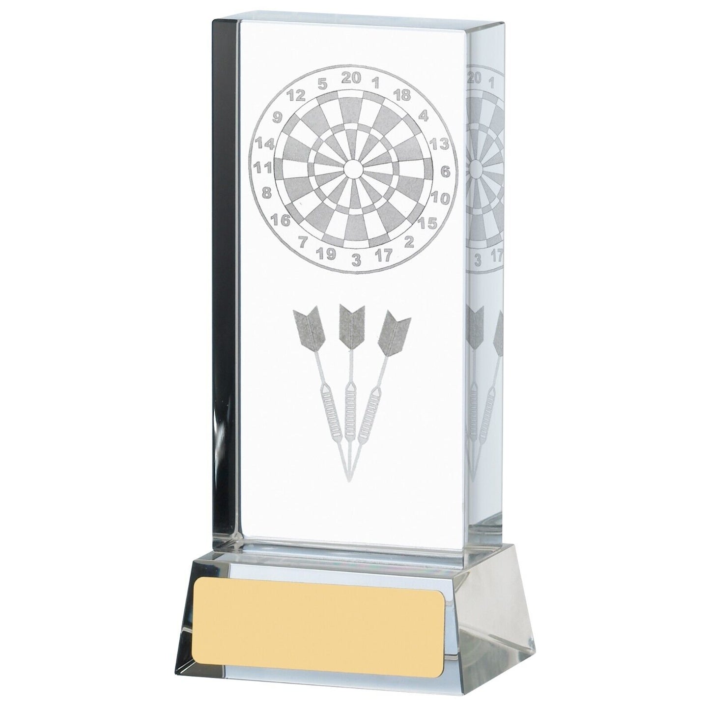 Darts Clear Glass Award Trophy Free Engraving