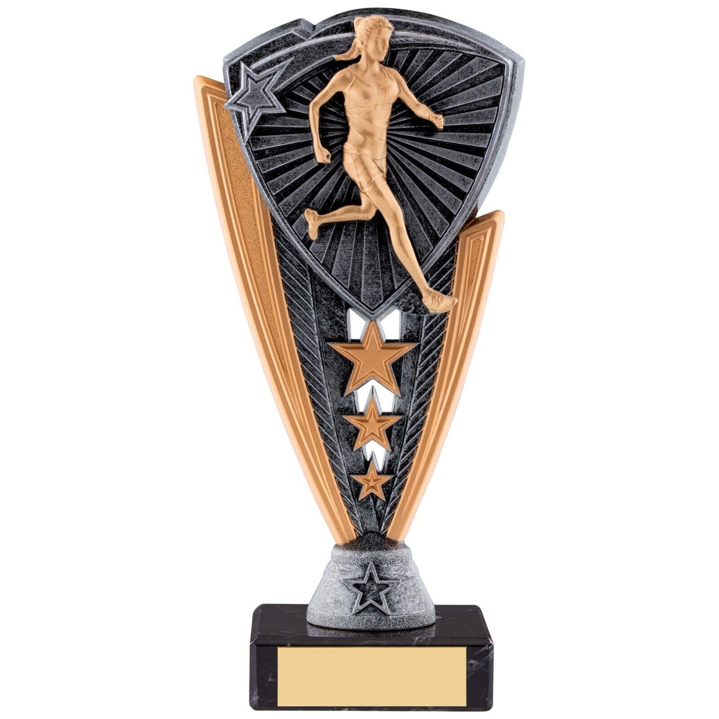 Utopia Female Runner Series Award trophy Silver&Gold Marble Base Free Engraving