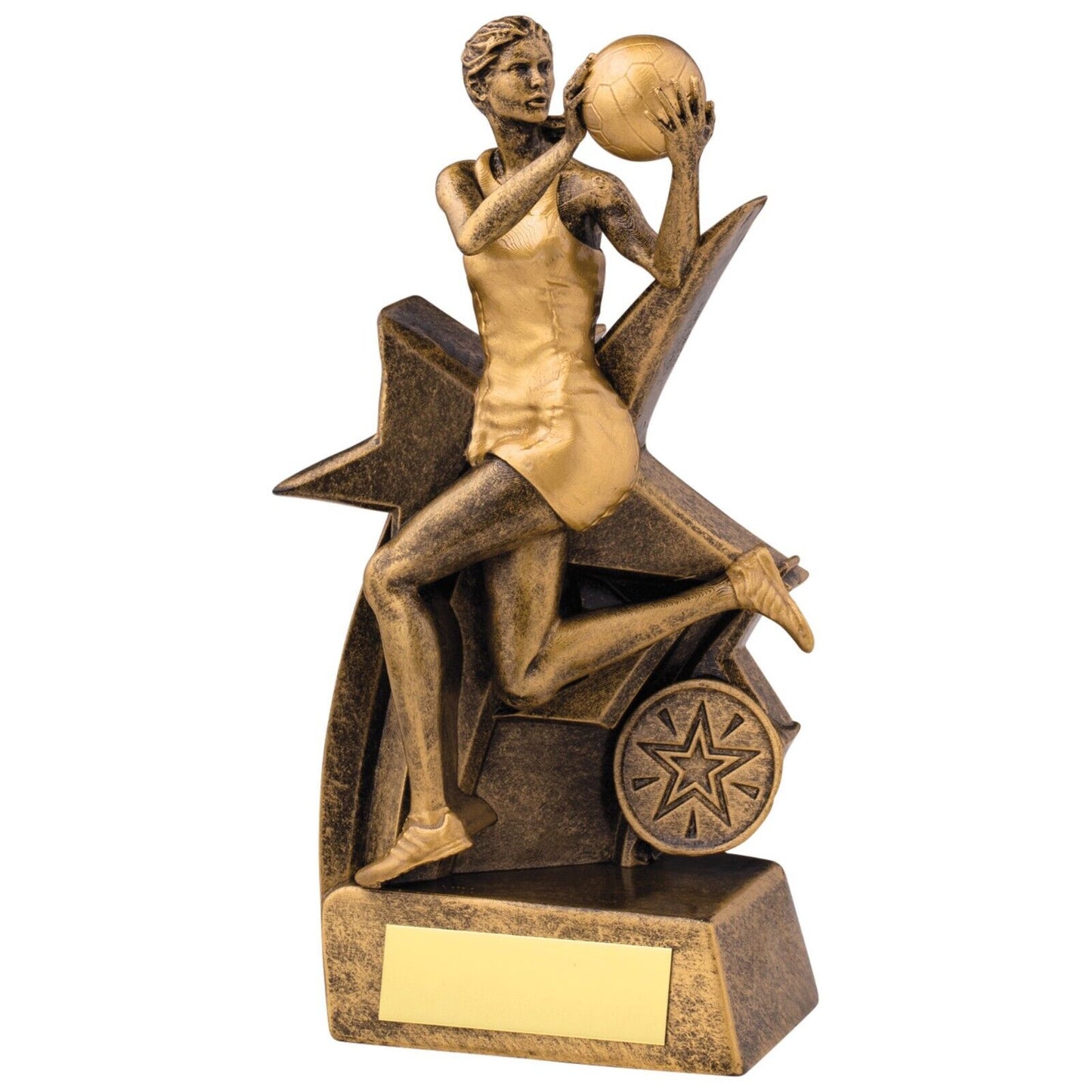 Zodiac Netball female Award Antique Gold Trophy free engraving