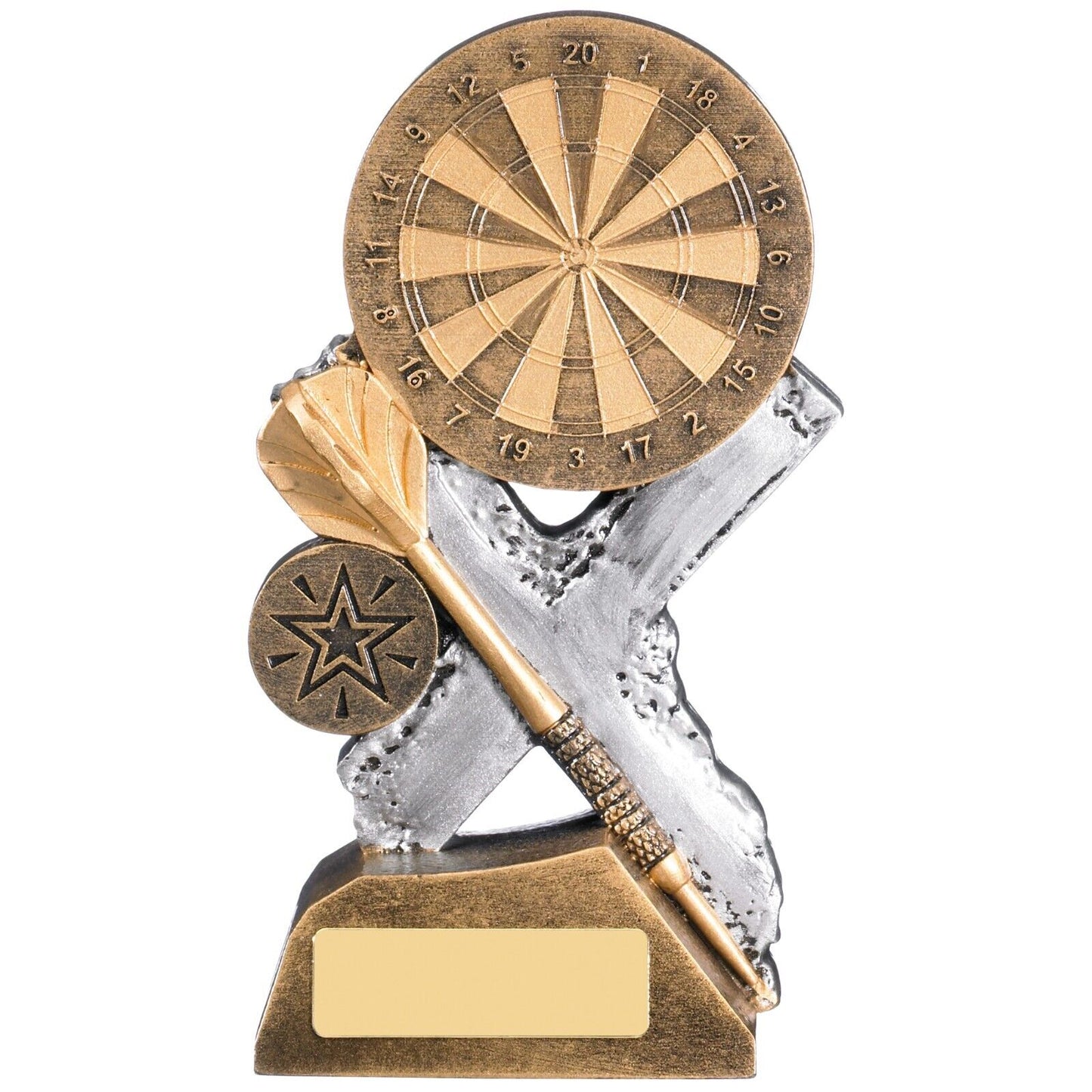Extreme Darts Trophy Award Antique Gold and Silver Free Engraving and Club Logo