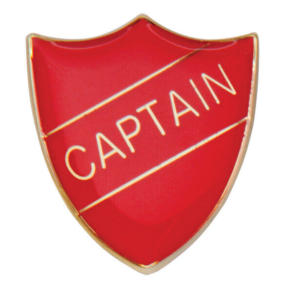 'Captain' Shield Badges 25mm School/Club Pin Fastening Enamel Badge