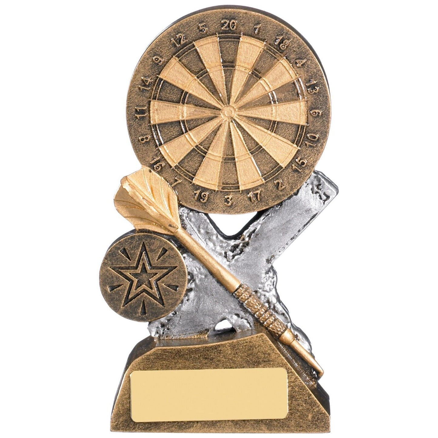 Extreme Darts Trophy Award Antique Gold and Silver Free Engraving and Club Logo