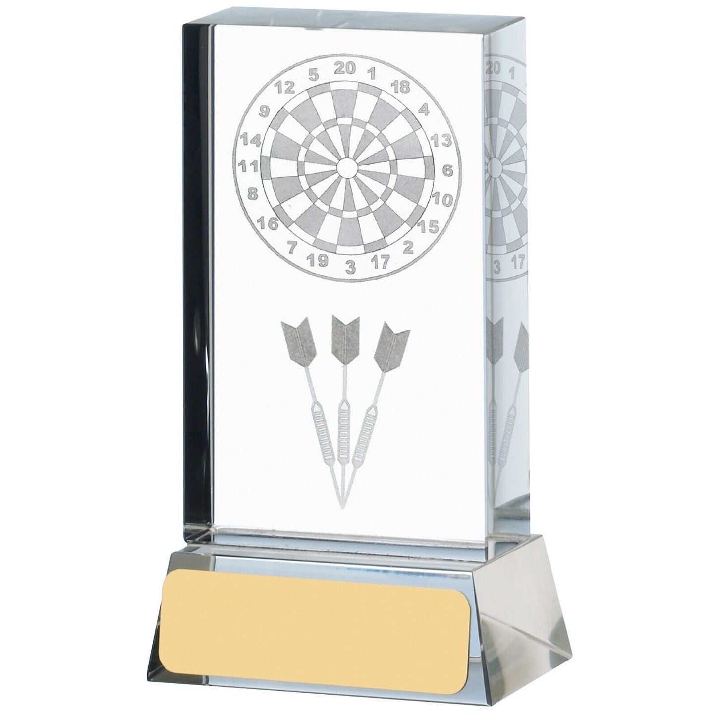 Darts Clear Glass Award Trophy Free Engraving