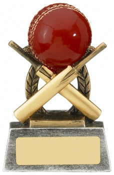 ESCAPADE CRICKET AWARD Red Ball and Gold Cricket Bat Free Engraving