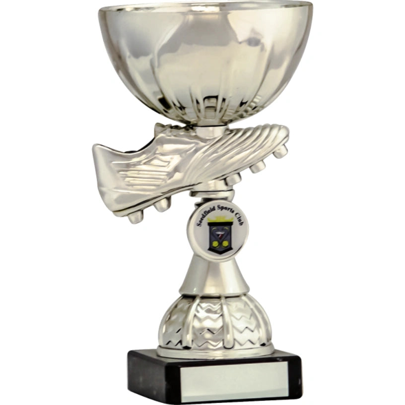 Football Boot and Bowl Trophy Award Bright Silver 4 Sizes Available