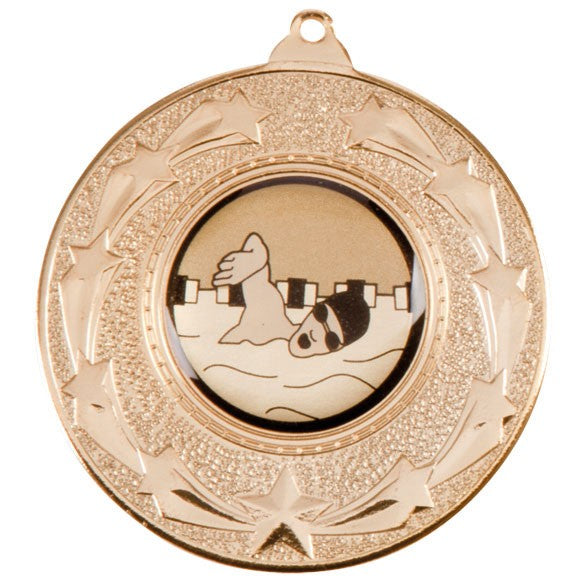 Starburst multisport medal and ribbon 50mm free engraving