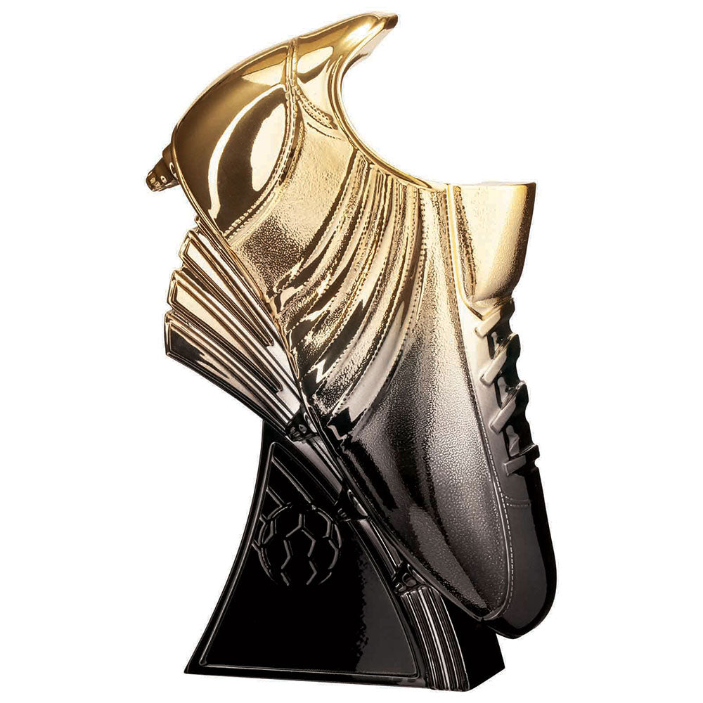 Power Boot Gold to Black Football Series Trophy Free Engraving