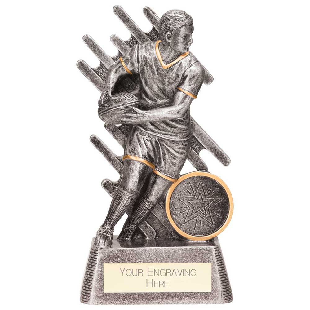 Focus male rugby trophy Free Engraving Free Postage