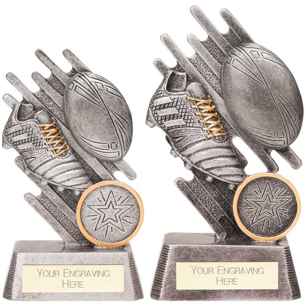 Focus Rugby Boot and Ball Trophy - Multiple Sizes - Free Engraving