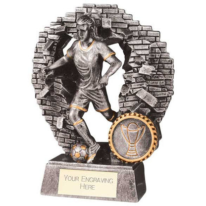 Blast Out Female Football Trophy - Multiple Sizes Available - Free Engraving