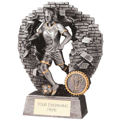 Blast Out Female Football Trophy - Multiple Sizes Available - Free Engraving