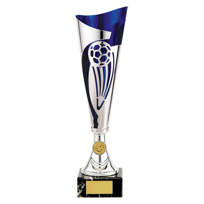 Champions Silver & Blue Football Trophy - Free Engraving