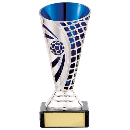 Defender Silver and Blue Football Trophy - Free Engraving