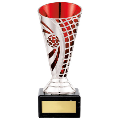 Defender Silver and Red Football Trophy - Free Engraving