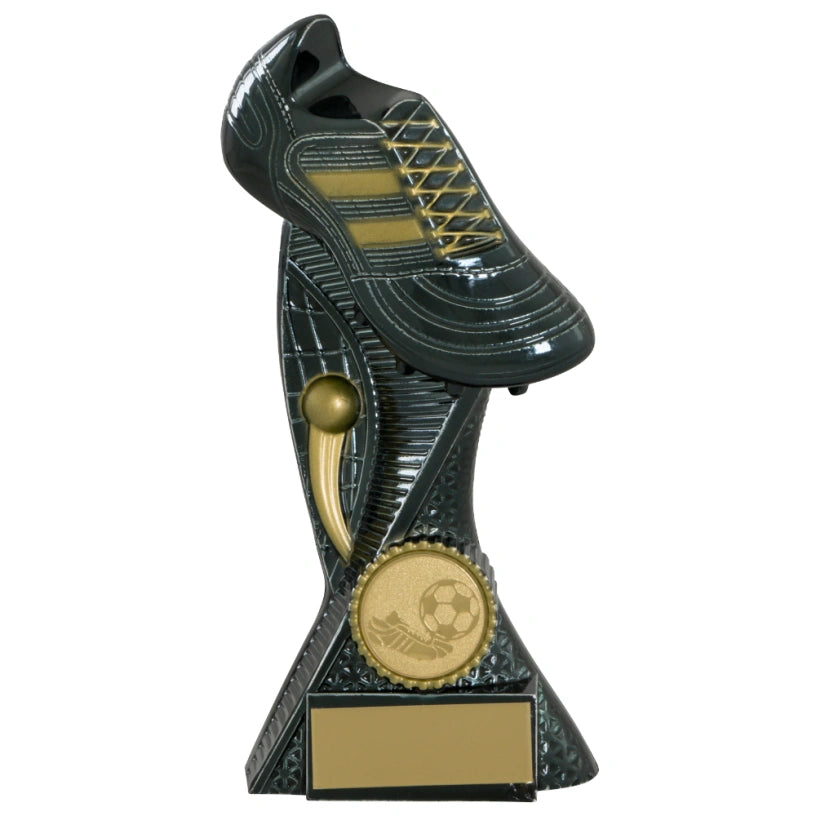 Ultra Range Football Boot Award Trophy Electroplated Black and Gold