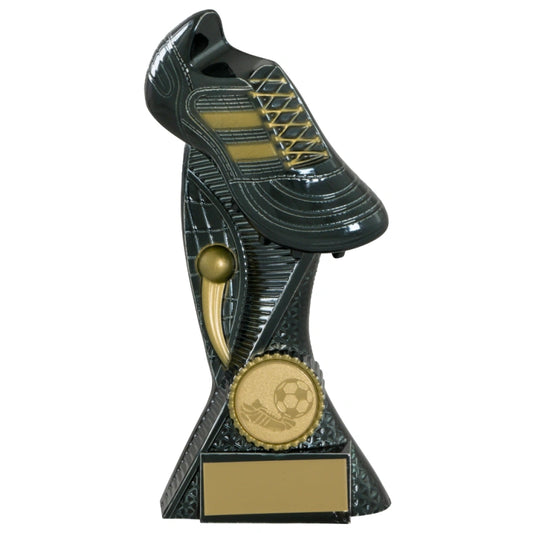 Ultra Range Football Boot Award Trophy Electroplated Black and Gold