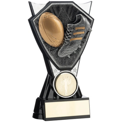 V Power Rugby Award Trophy 4 Sizes available Black and Silver
