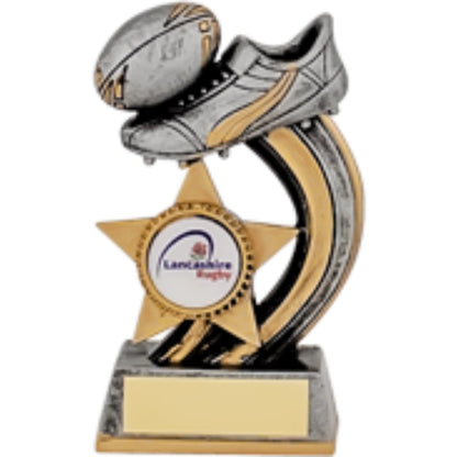 Star Rugby Ball & Boot Trophy Award Available in 3 sizes