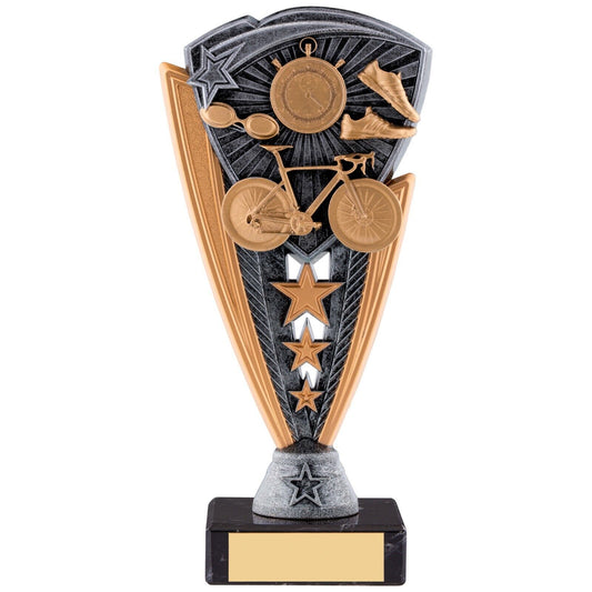 Utopia Triathlon  Series Award trophy Silver&Gold Marble Base Free Engraving