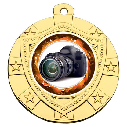 40mm Gold Shield Star Medal Inc Ribbon and Logo