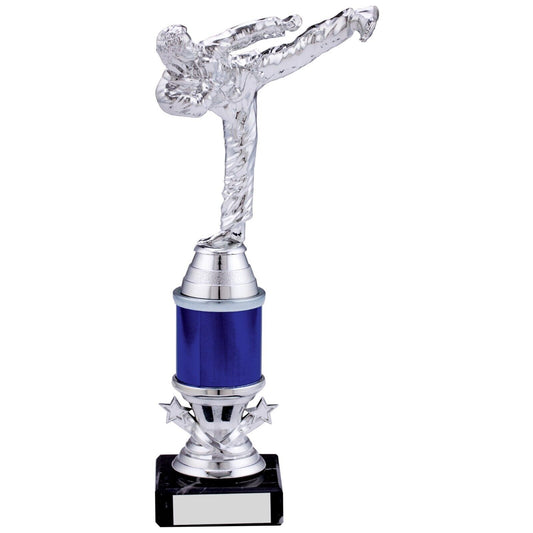 Martial Arts / Kick Boxing Award Trophy Award Blue and Silver Free Engraving