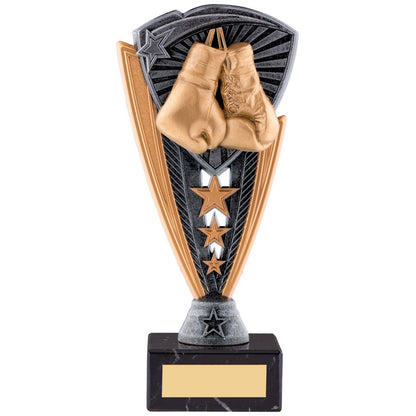 Silver & Gold Boxing Gloves Marble Base Trophy Free Engraving