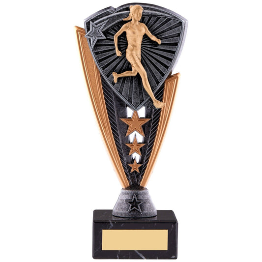Utopia Female Runner Series Award trophy Silver&Gold Marble Base Free Engraving
