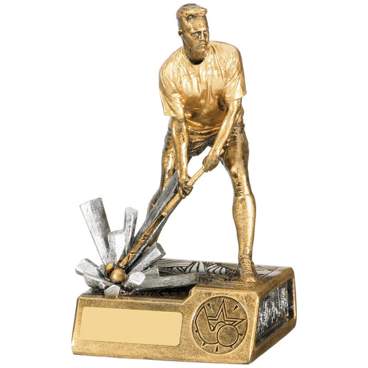 Hockey Club Trophy Female Figure Gold Stick & Ball Award - FREE Engraving