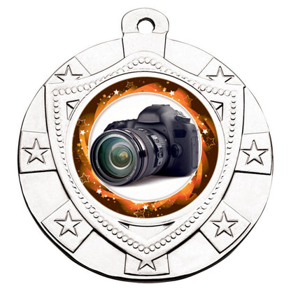 70mm Silver Shield Star Medal Inc Ribbon and Logo