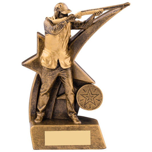 Zodiac Clay / Shooting Award Trophy Antique Gold Free Engraving and Club Logo